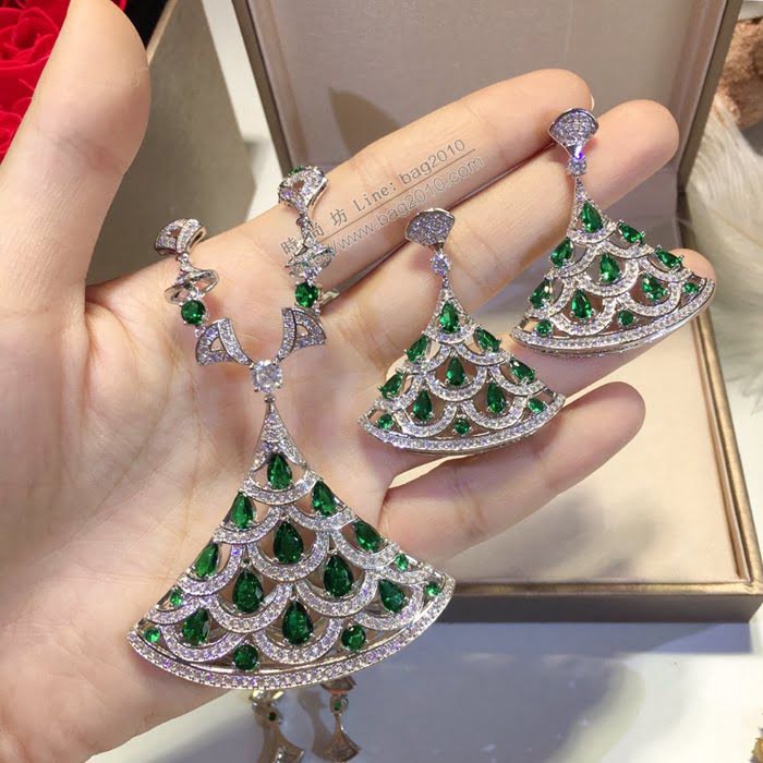 Bvlgari飾品 寶格麗扇形高級綠鋯石耳環 全網爆款  zgbq3320